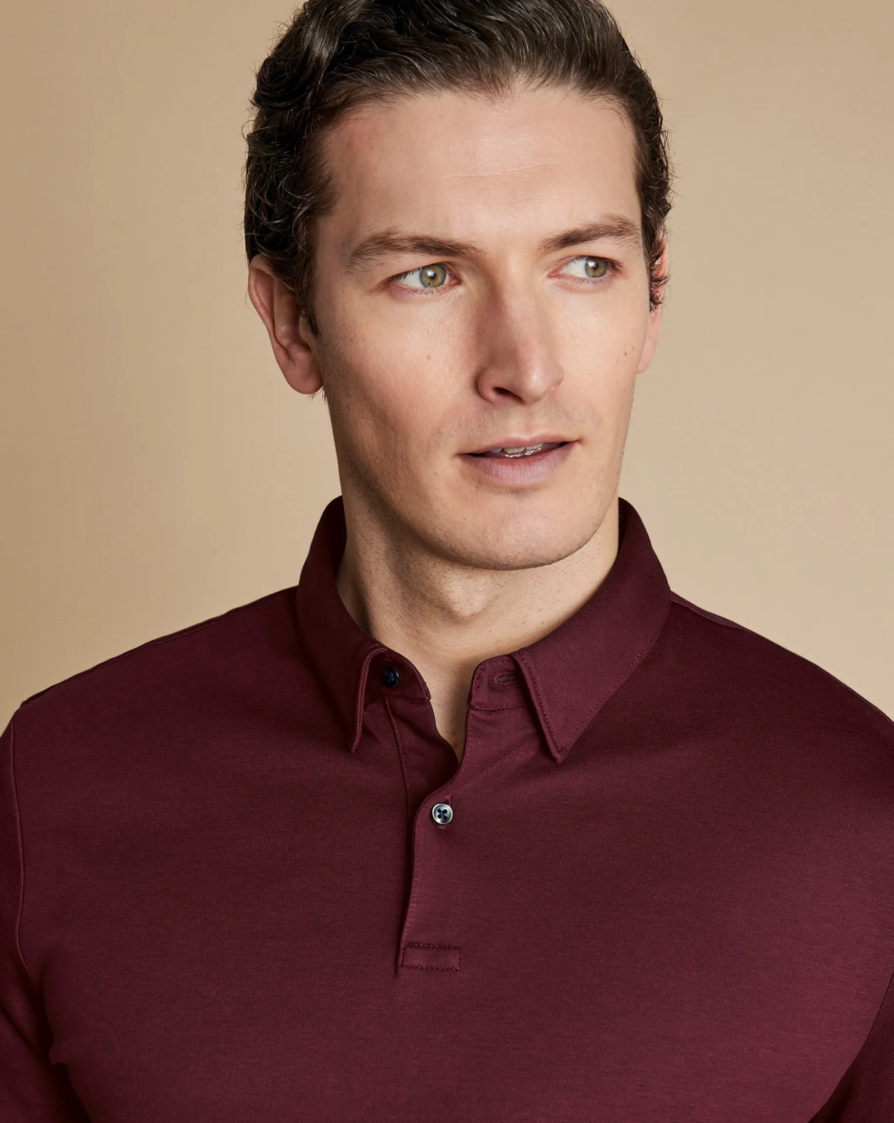 Short Sleeve polos|Polos<Charles Tyrwhitt Smart Jersey Polo - Wine