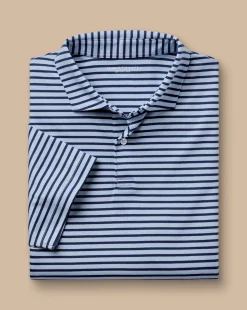 Blue Shirts|Smart polos<Charles Tyrwhitt Smart Jersey Stripe Polo - Blue Sky