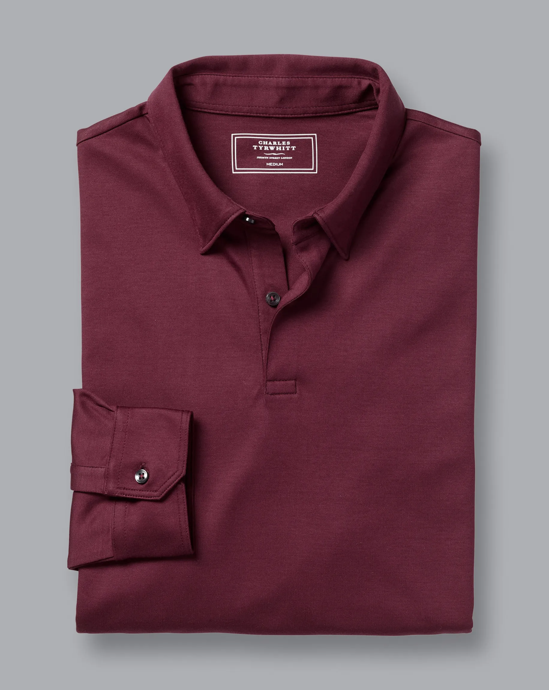 Long Sleeve polos|Polos<Charles Tyrwhitt Smart Long Sleeve Jersey Polo - Wine