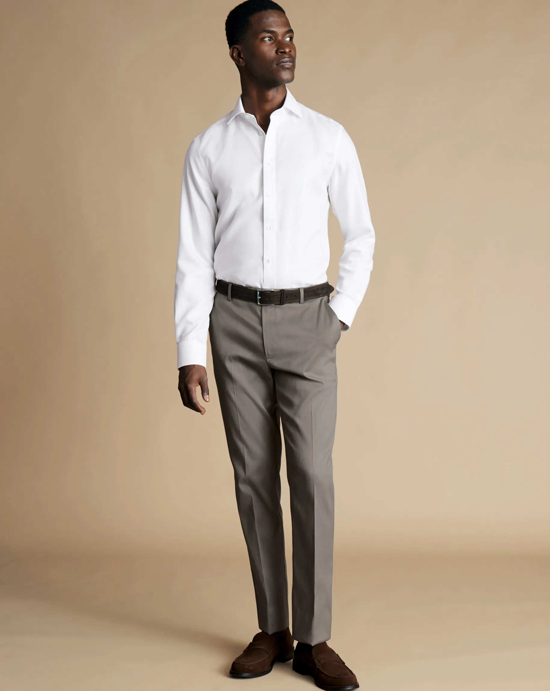 Smart Pants|Brown Pants<Charles Tyrwhitt Smart Stretch Texture Pants - Mocha