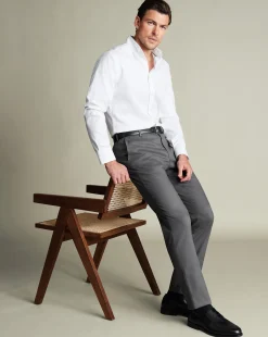 Grey Pants|Smart Pants<Charles Tyrwhitt Smart Stretch Texture Pants - Grey Charcoal