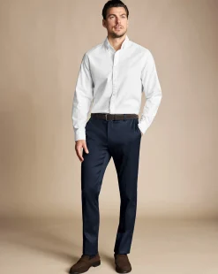 Smart Pants|Blue Pants<Charles Tyrwhitt Smart Stretch Texture Pants - Denim Blue