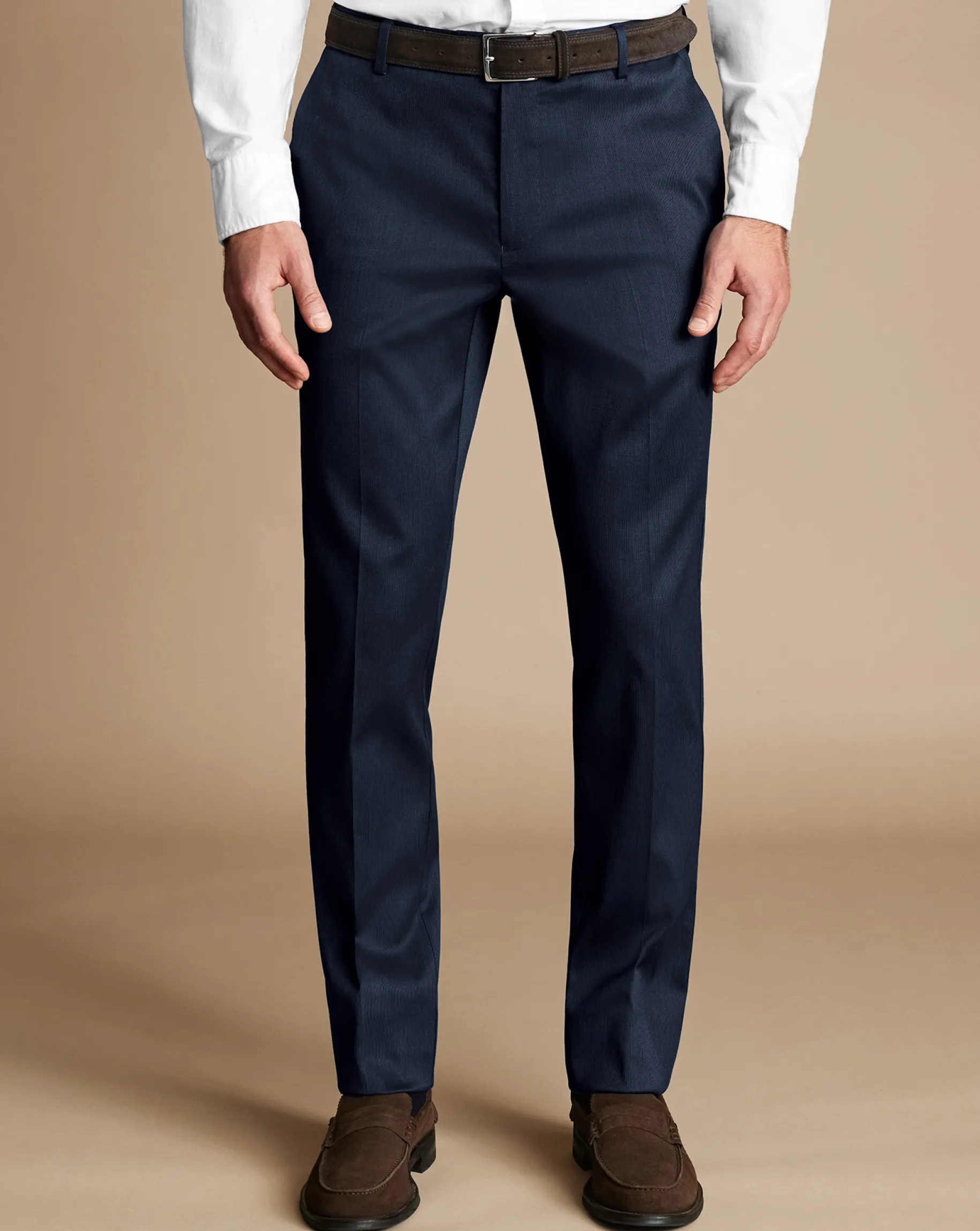 Smart Pants|Blue Pants<Charles Tyrwhitt Smart Stretch Texture Pants - Denim Blue