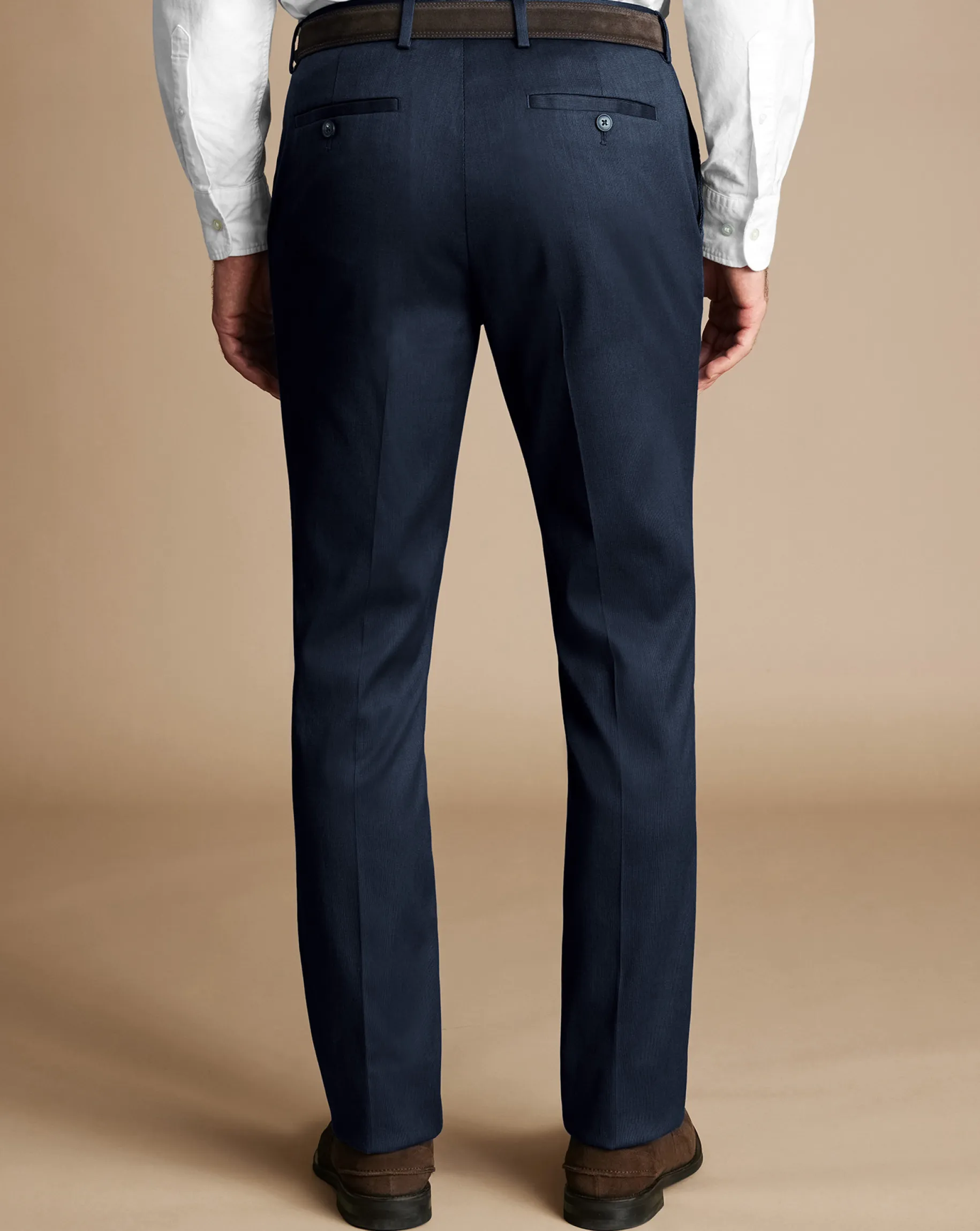 Smart Pants|Blue Pants<Charles Tyrwhitt Smart Stretch Texture Pants - Denim Blue