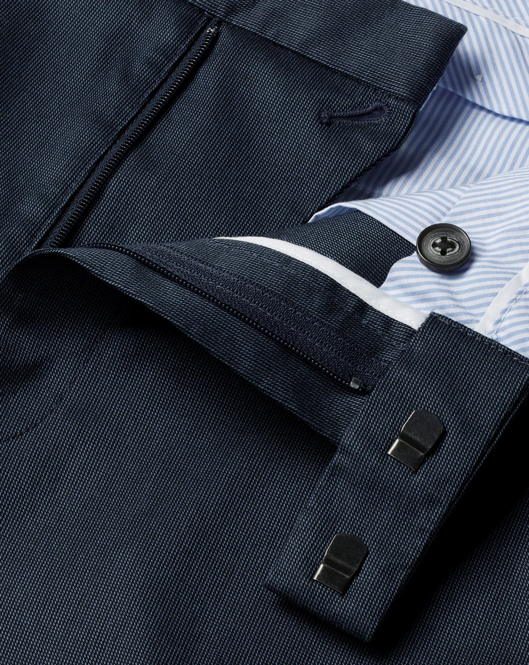 Smart Pants|Blue Pants<Charles Tyrwhitt Smart Stretch Texture Pants - Denim Blue