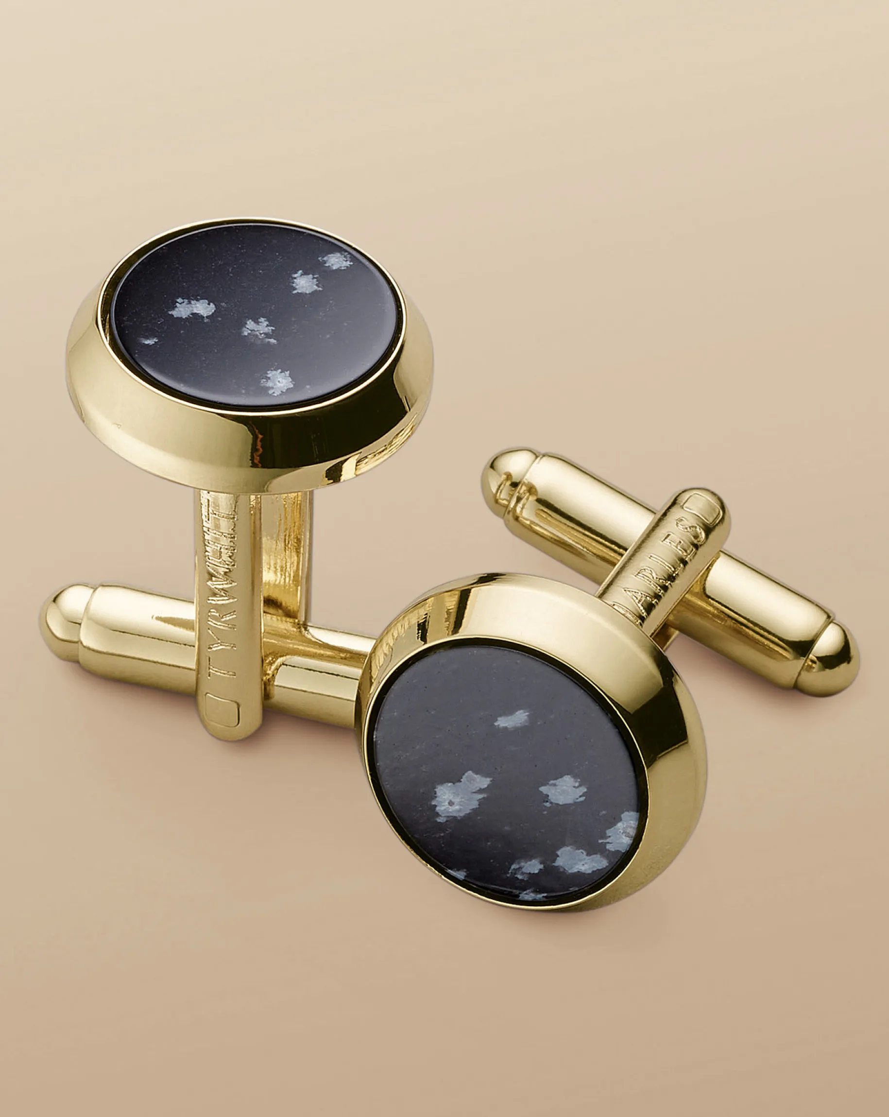 Cufflinks|Evening Accessories<Charles Tyrwhitt Snowflake Obsidian Cufflink - Gold