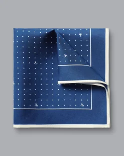 Accessories<Charles Tyrwhitt Spot Print Silk Pocket Square - & White Cobalt Blue