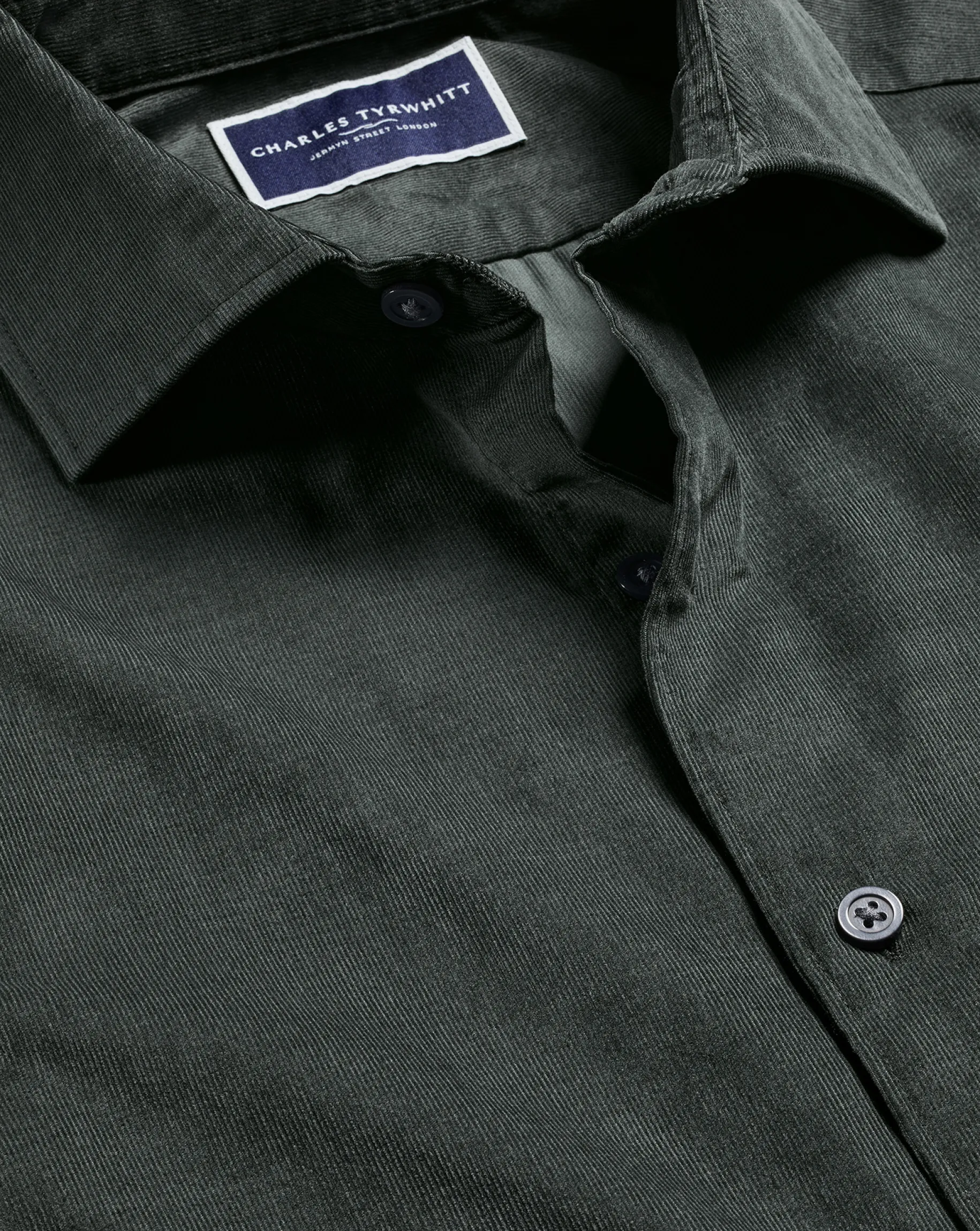 Business Casual Shirts|Casual Shirts<Charles Tyrwhitt Spread Collar Corduroy Shirt - Sage Green