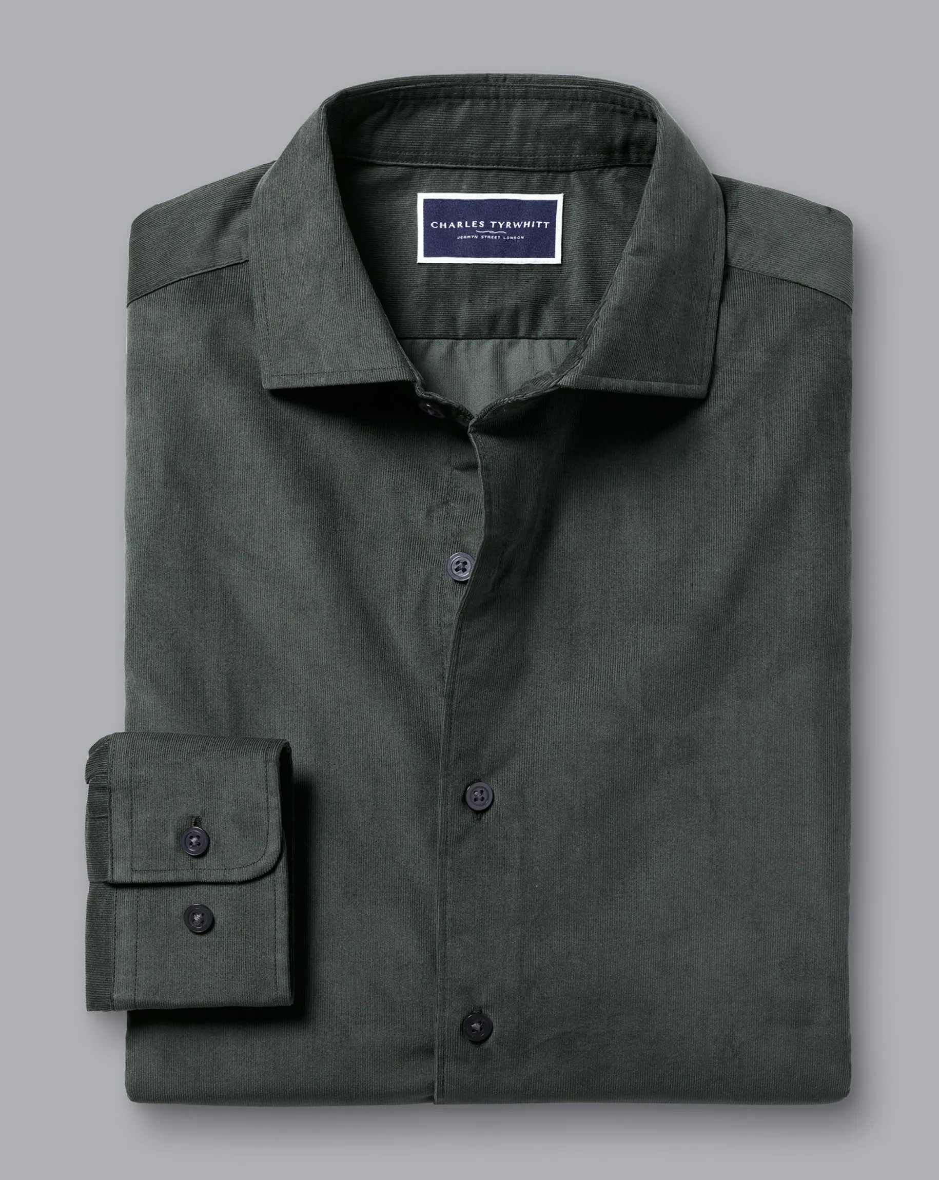 Business Casual Shirts|Casual Shirts<Charles Tyrwhitt Spread Collar Corduroy Shirt - Sage Green