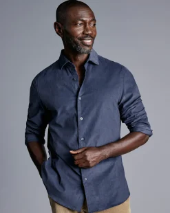Business Casual Shirts|Casual Shirts<Charles Tyrwhitt Spread Collar Corduroy Shirt - Heather Blue