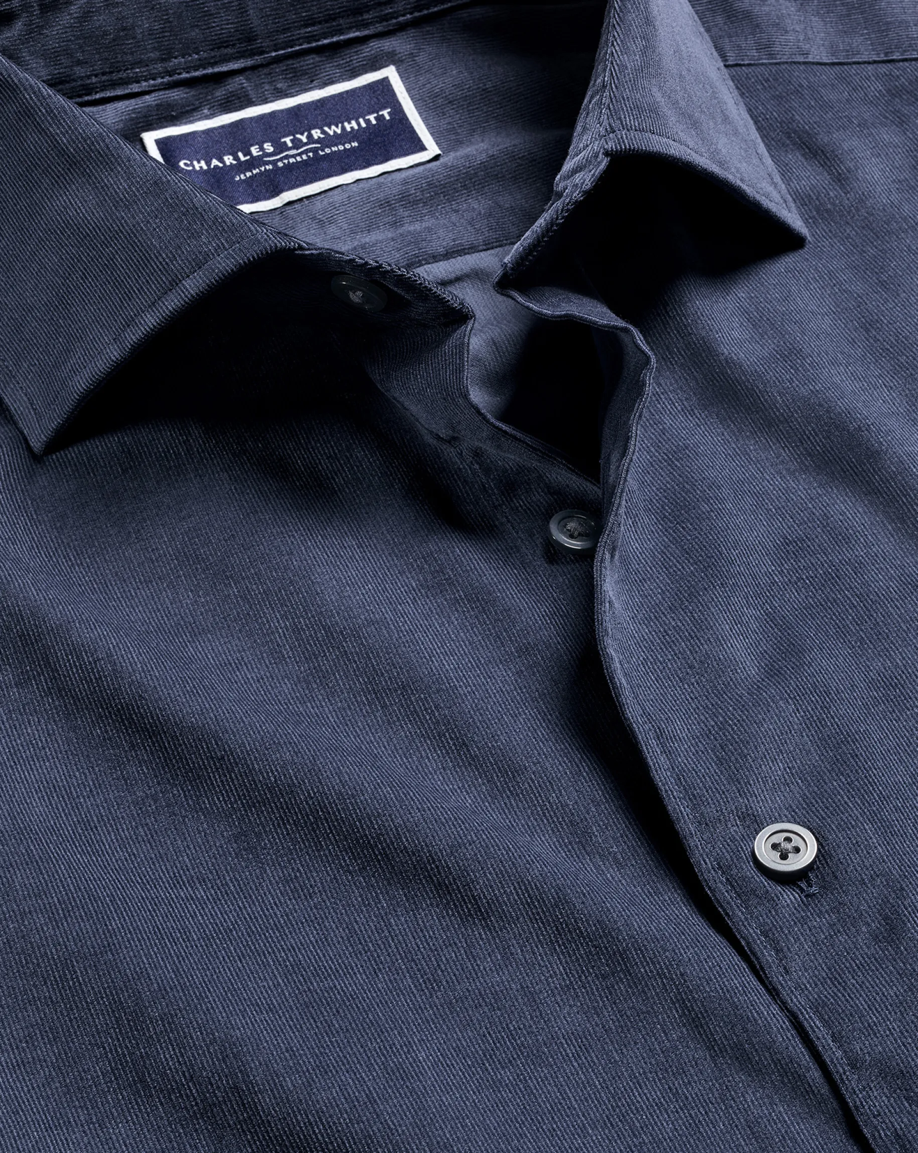 Business Casual Shirts|Casual Shirts<Charles Tyrwhitt Spread Collar Corduroy Shirt - Heather Blue