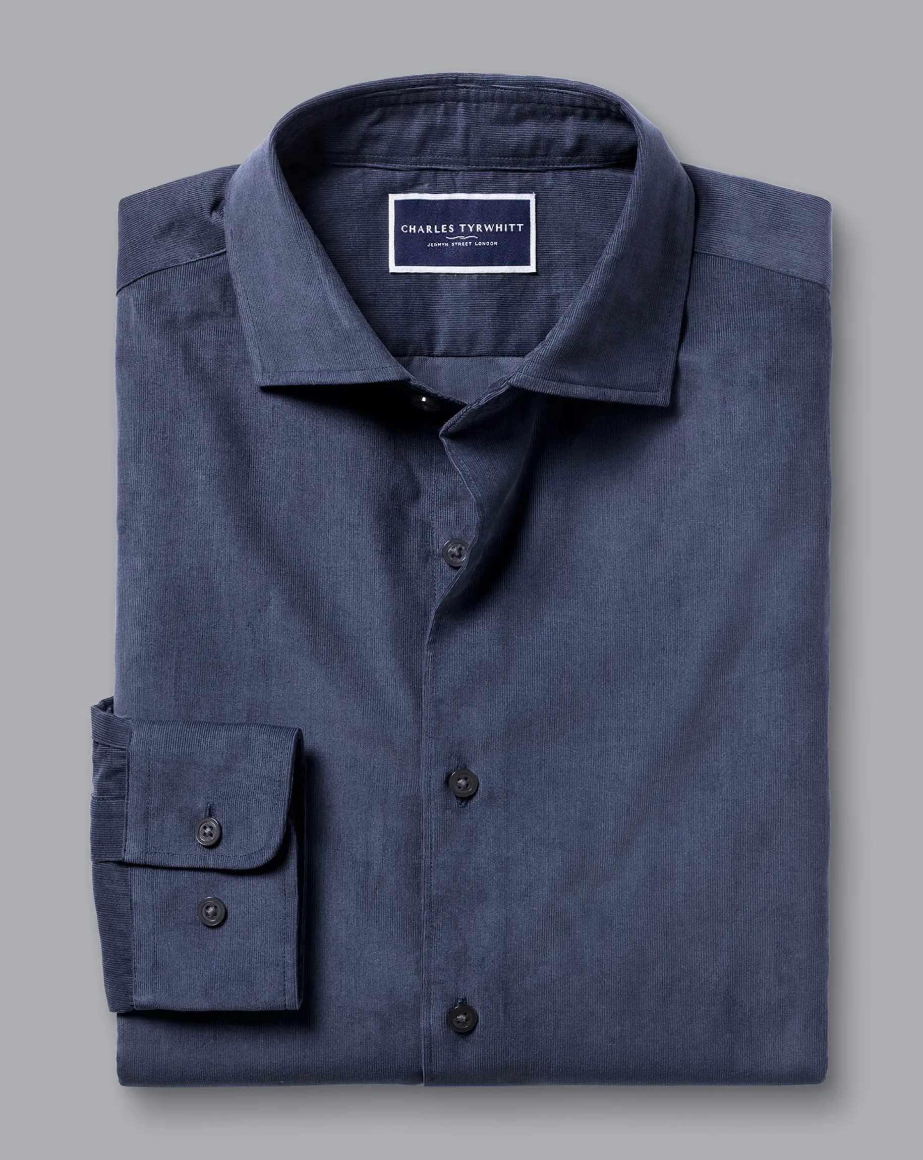 Business Casual Shirts|Casual Shirts<Charles Tyrwhitt Spread Collar Corduroy Shirt - Heather Blue