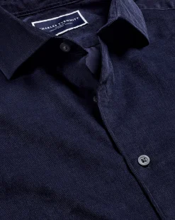 Business Casual Shirts|Casual Shirts<Charles Tyrwhitt Spread Collar Corduroy Shirt - French Blue