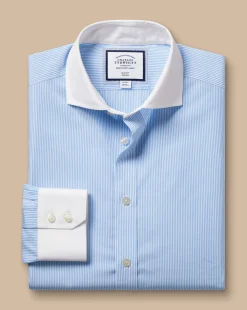 Dress Shirts|Stripe Shirts<Charles Tyrwhitt Spread Collar Non-Iron Bengal Stripe Winchester Shirt - Blue Sky