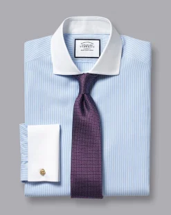 Dress Shirts|Stripe Shirts<Charles Tyrwhitt Spread Collar Non-Iron Bengal Stripe Winchester Shirt - Blue Sky