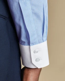 Dress Shirts|Stripe Shirts<Charles Tyrwhitt Spread Collar Non-Iron Bengal Stripe Winchester Shirt - Blue Sky