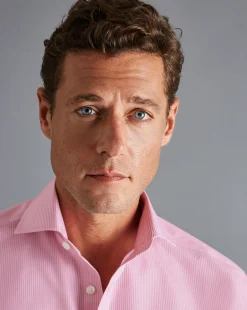 Shirt Sale|Dress Shirts<Charles Tyrwhitt Spread Collar Non-Iron Bengal Stripe Shirt - Pink
