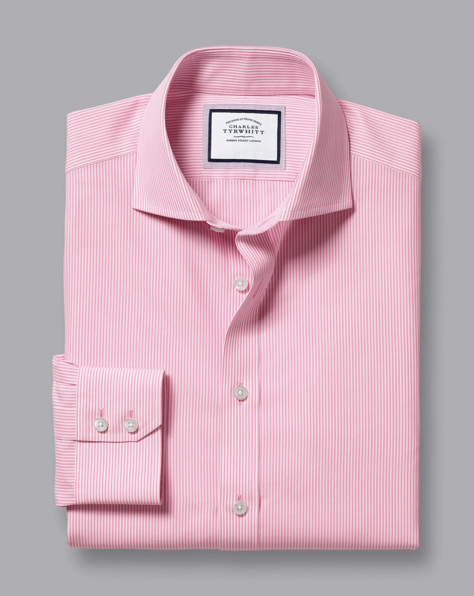 Shirt Sale|Dress Shirts<Charles Tyrwhitt Spread Collar Non-Iron Bengal Stripe Shirt - Pink