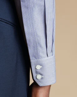 Dress Shirts|Blue Shirts<Charles Tyrwhitt Spread Collar Non-Iron Bengal Stripe Shirt - Blue Royal