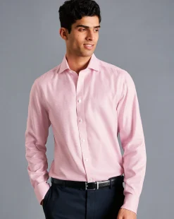 Shirt Sale|Dress Shirts<Charles Tyrwhitt Spread Collar Non-Iron Cambridge Weave Shirt - Pink