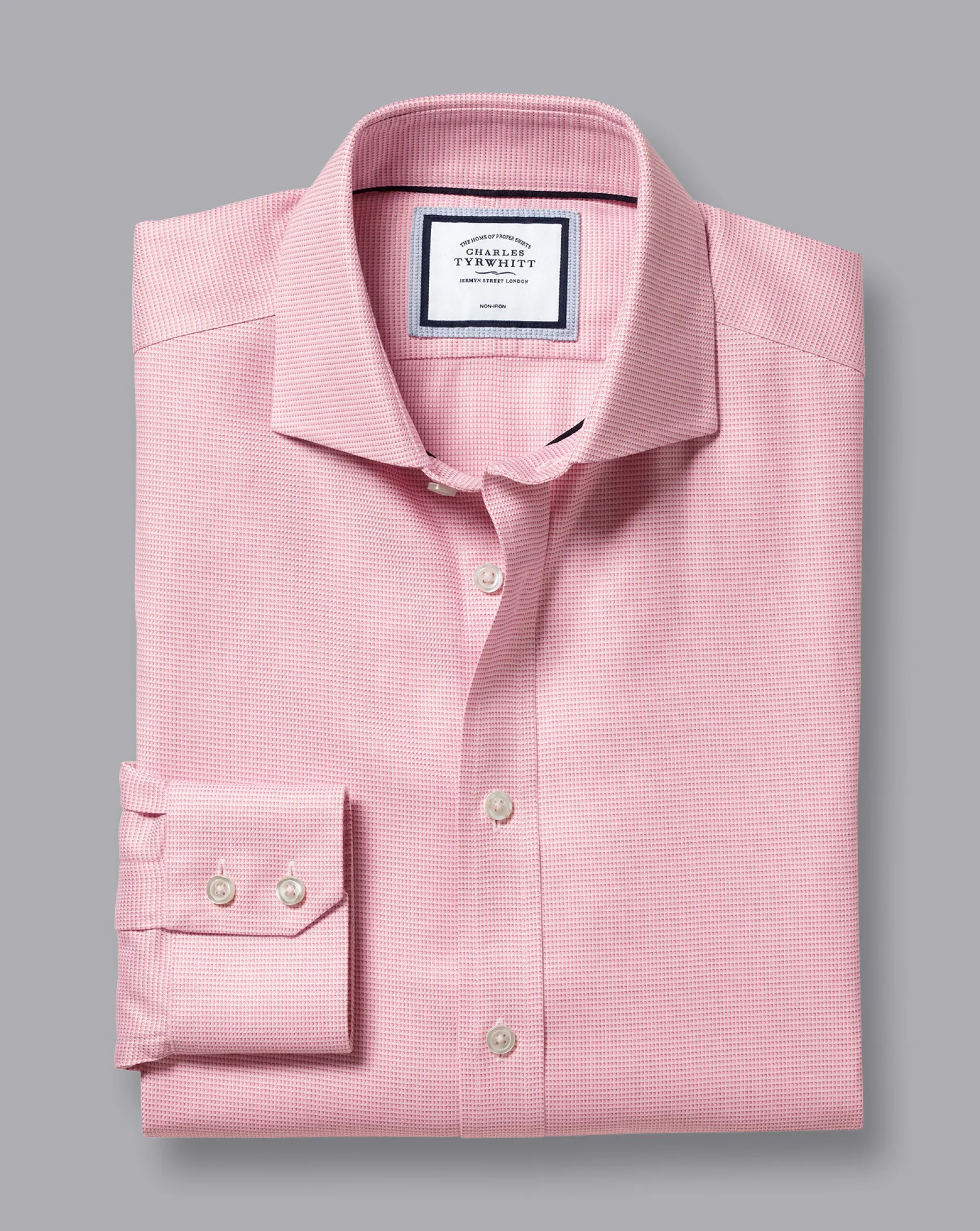 Shirt Sale|Dress Shirts<Charles Tyrwhitt Spread Collar Non-Iron Cambridge Weave Shirt - Pink
