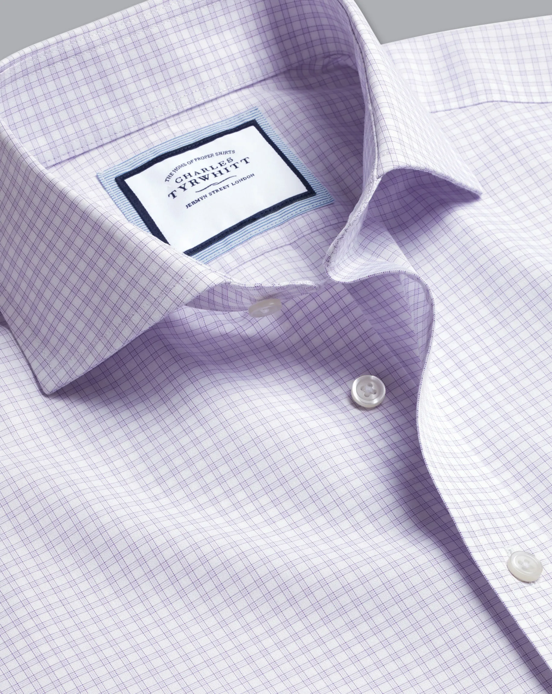 Shirt Sale|Dress Shirts<Charles Tyrwhitt Spread Collar Non-Iron Check Shirt - Purple Violet