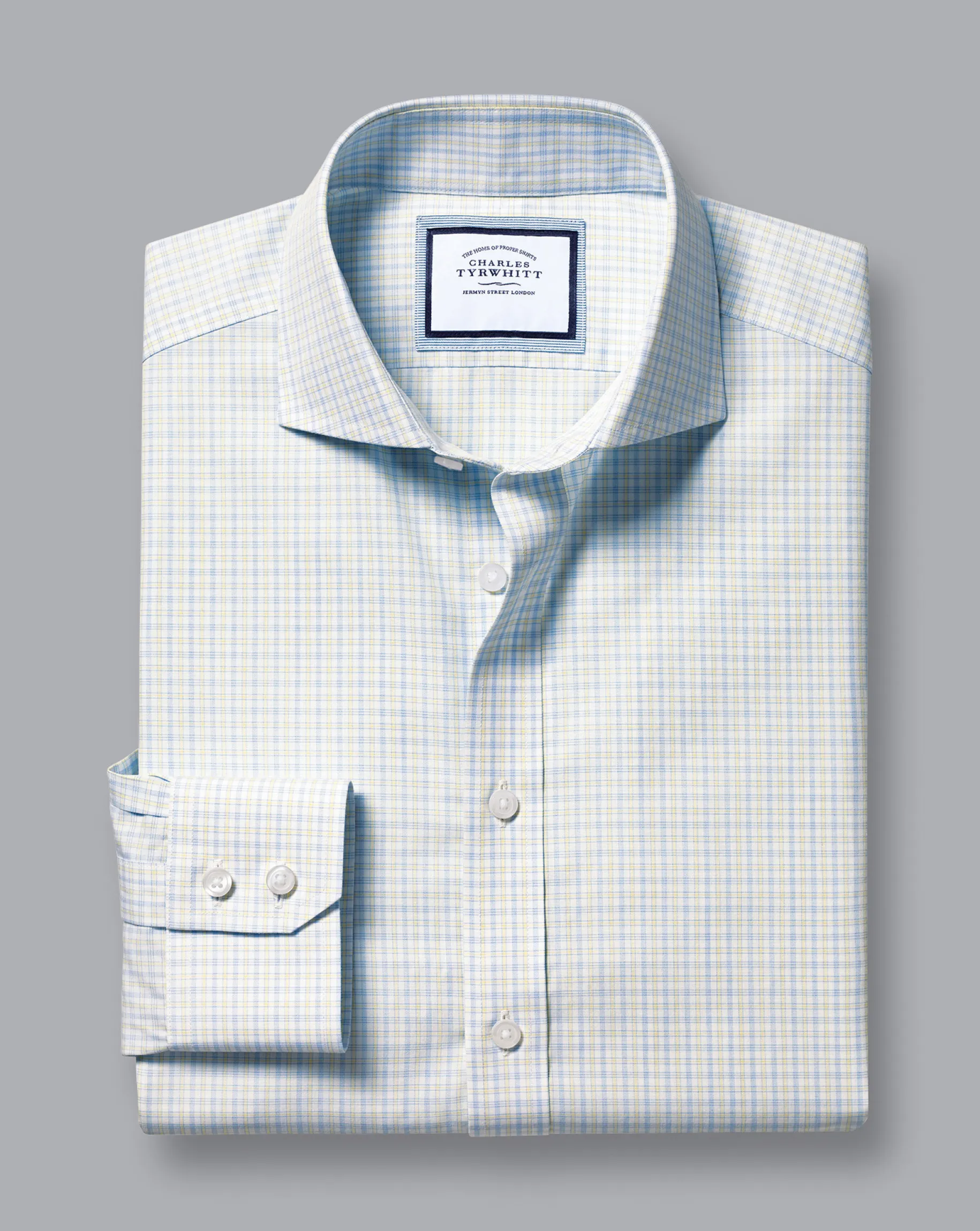 Shirt Sale|Dress Shirts<Charles Tyrwhitt Spread Collar Non-Iron Check Shirt - Lemon Lemon Yellow