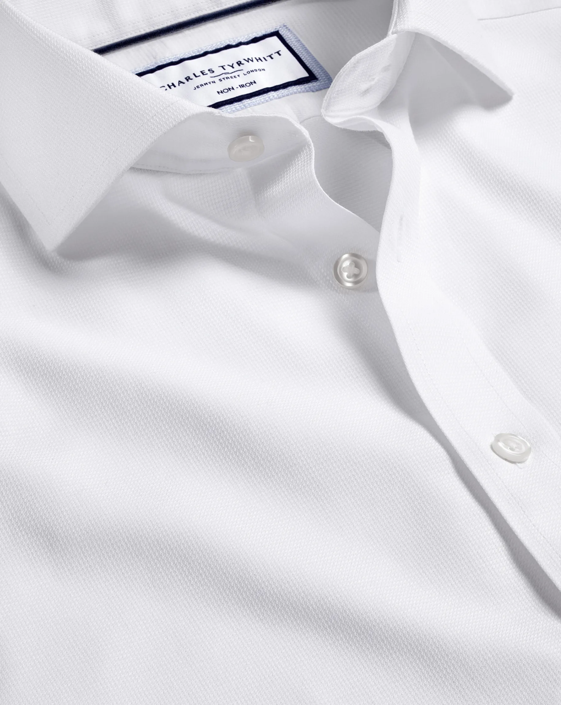 Business Casual Shirts|Dress Shirts<Charles Tyrwhitt Spread Collar Non-Iron Clifton Weave Shirt - White