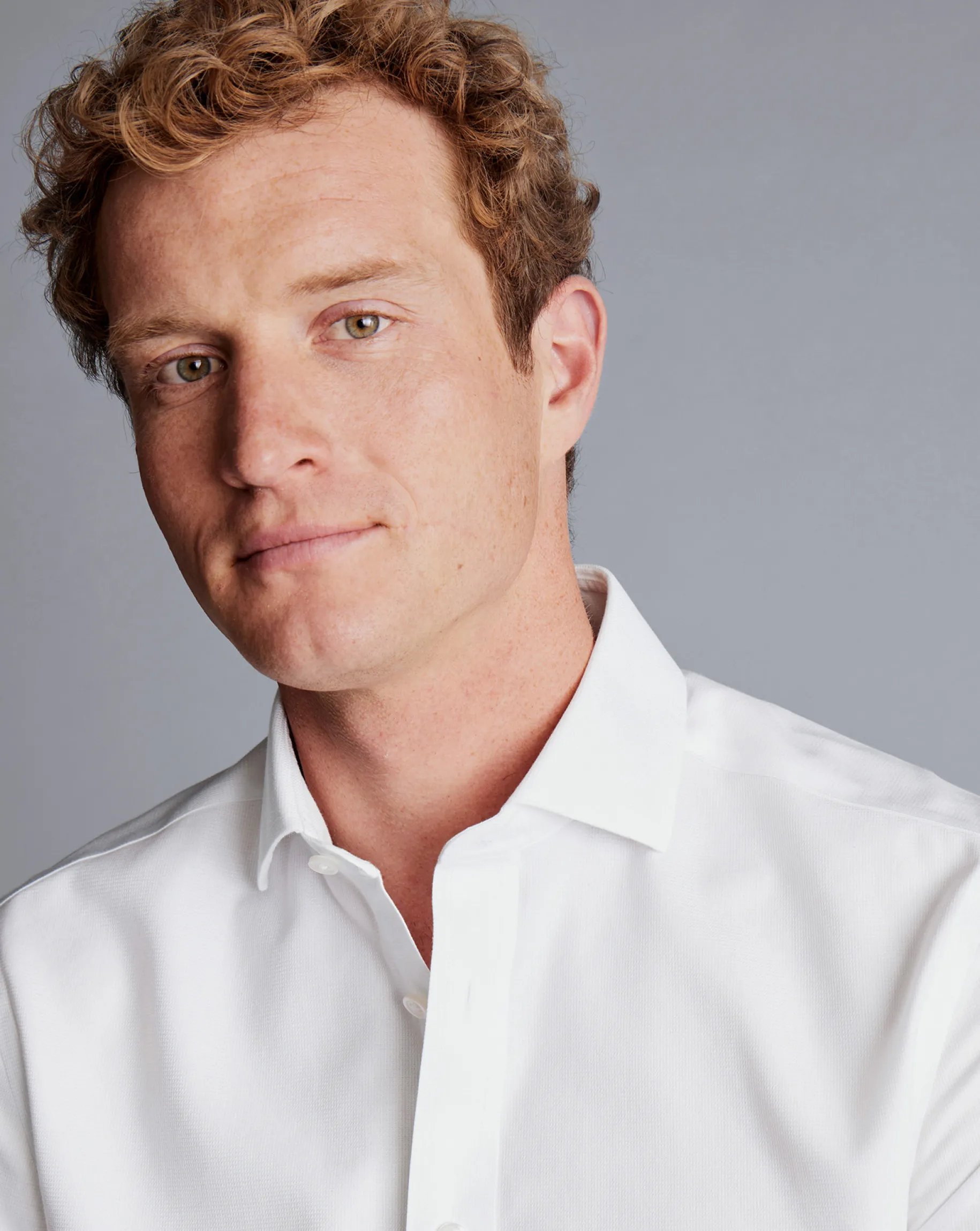 Business Casual Shirts|Dress Shirts<Charles Tyrwhitt Spread Collar Non-Iron Clifton Weave Shirt - White