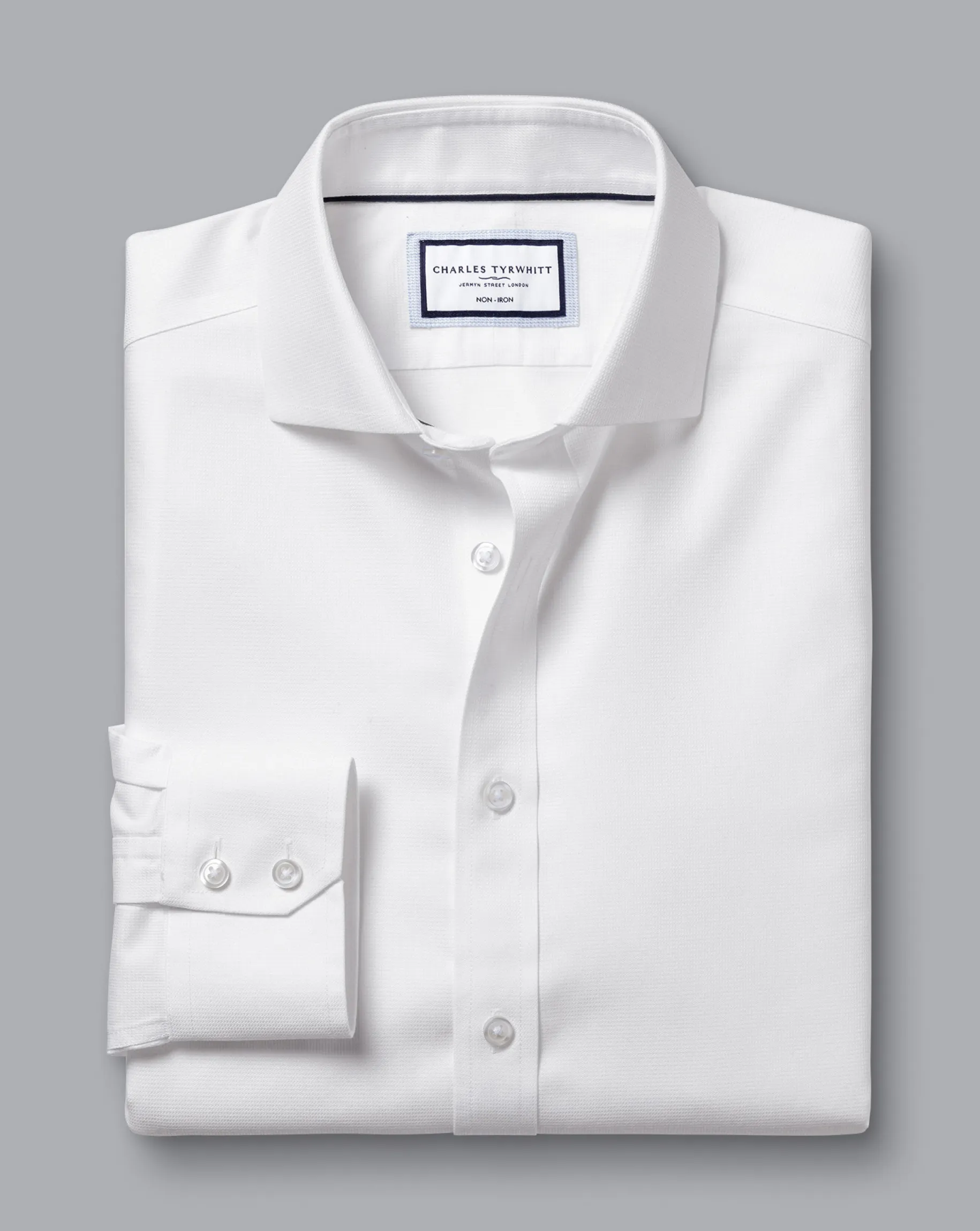Business Casual Shirts|Dress Shirts<Charles Tyrwhitt Spread Collar Non-Iron Clifton Weave Shirt - White