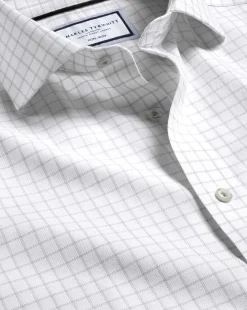 Shirt Sale|Dress Shirts<Charles Tyrwhitt Spread Collar Non-Iron Clifton Weave Check Shirt - Grey Silver