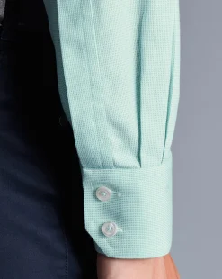 Shirt Sale|Dress Shirts<Charles Tyrwhitt Spread Collar Non-Iron Clifton Weave Shirt - Green Aqua