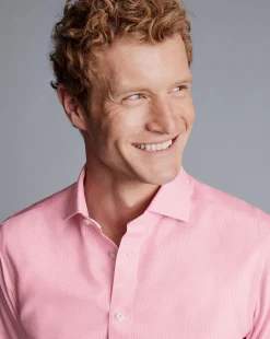 Shirt Sale|Dress Shirts<Charles Tyrwhitt Spread Collar Non-Iron Clifton Weave Shirt - Pink