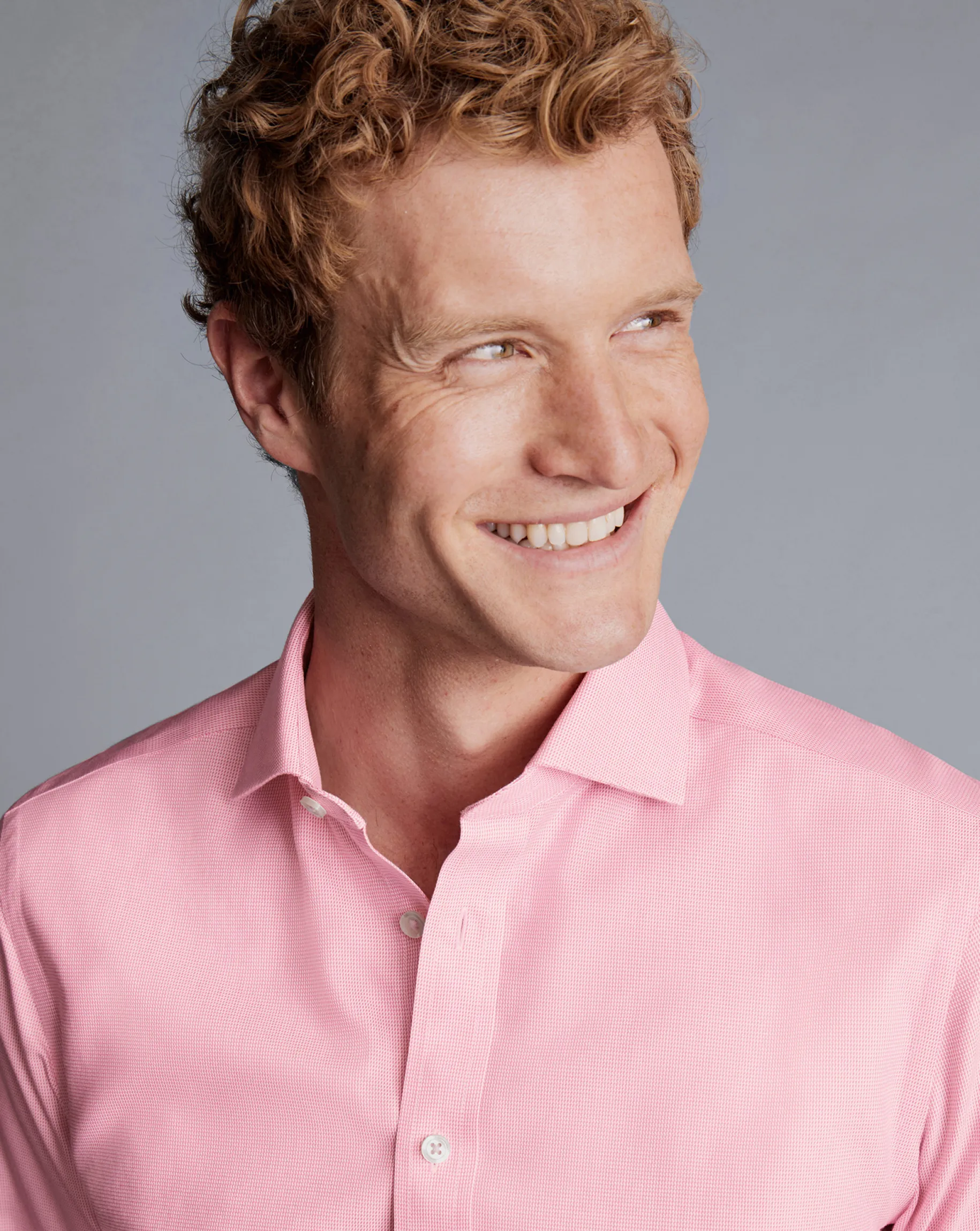 Shirt Sale|Dress Shirts<Charles Tyrwhitt Spread Collar Non-Iron Clifton Weave Shirt - Pink
