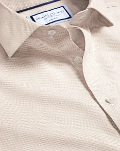 Shirt Sale|Dress Shirts<Charles Tyrwhitt Spread Collar Non-Iron Clifton Weave Shirt - Oatmeal