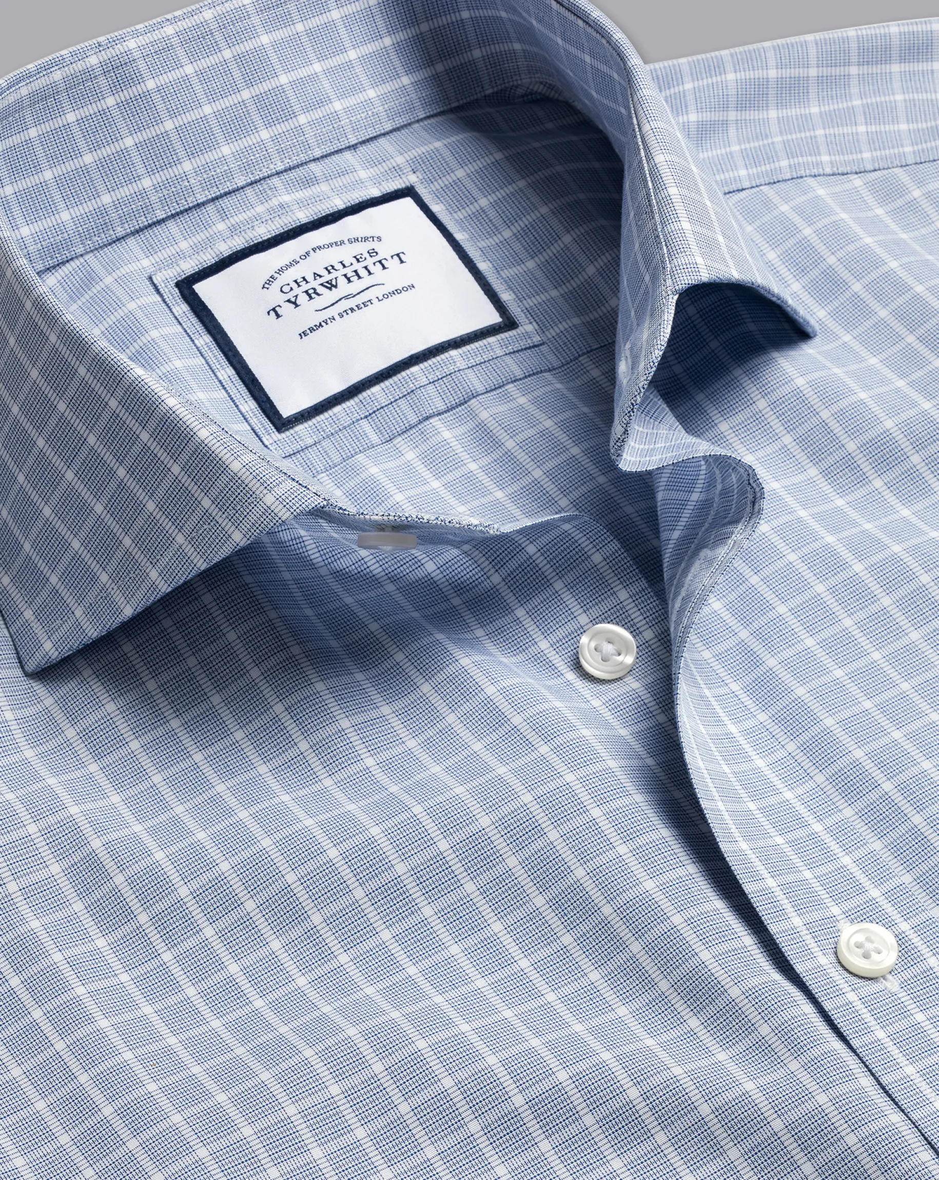 Shirt Sale|Dress Shirts<Charles Tyrwhitt Spread Collar Non-Iron Fine Check Shirt - Petrol Blue