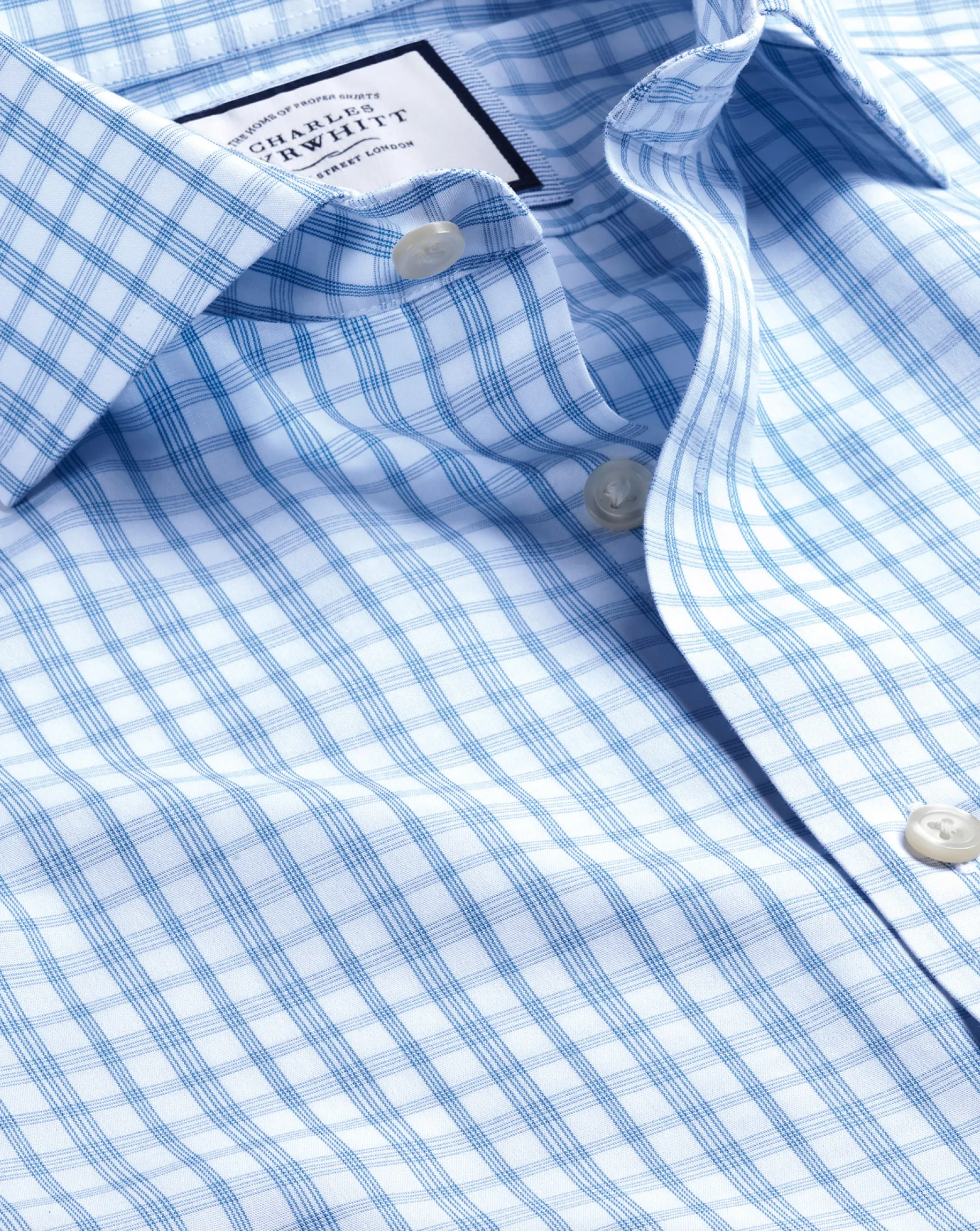 Shirt Sale|Dress Shirts<Charles Tyrwhitt Spread Collar Non-Iron Graph Check Cutaway Shirt - Blue Royal