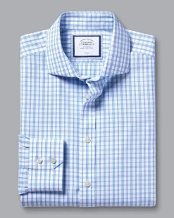 Shirt Sale|Dress Shirts<Charles Tyrwhitt Spread Collar Non-Iron Graph Check Cutaway Shirt - Blue Royal