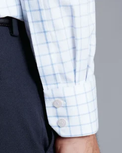 Shirt Sale|Dress Shirts<Charles Tyrwhitt Spread Collar Non-Iron Henley Weave Shirt - Cornflower Blue