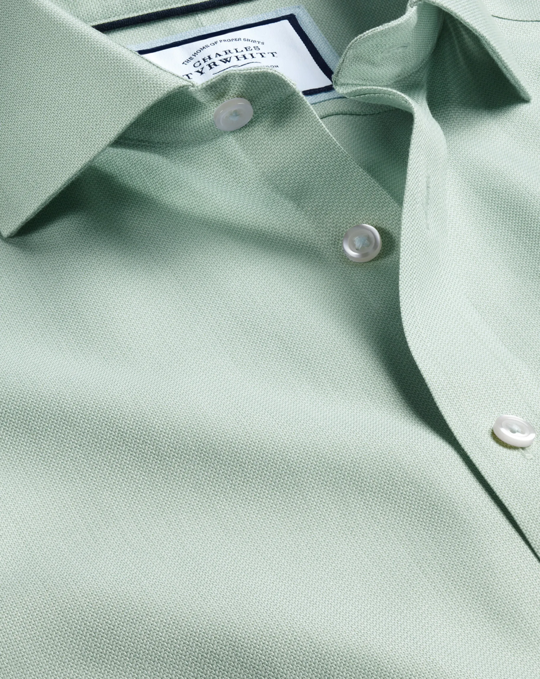 Shirt Sale|Dress Shirts<Charles Tyrwhitt Spread Collar Non-Iron Henley Weave Shirt - Light Green