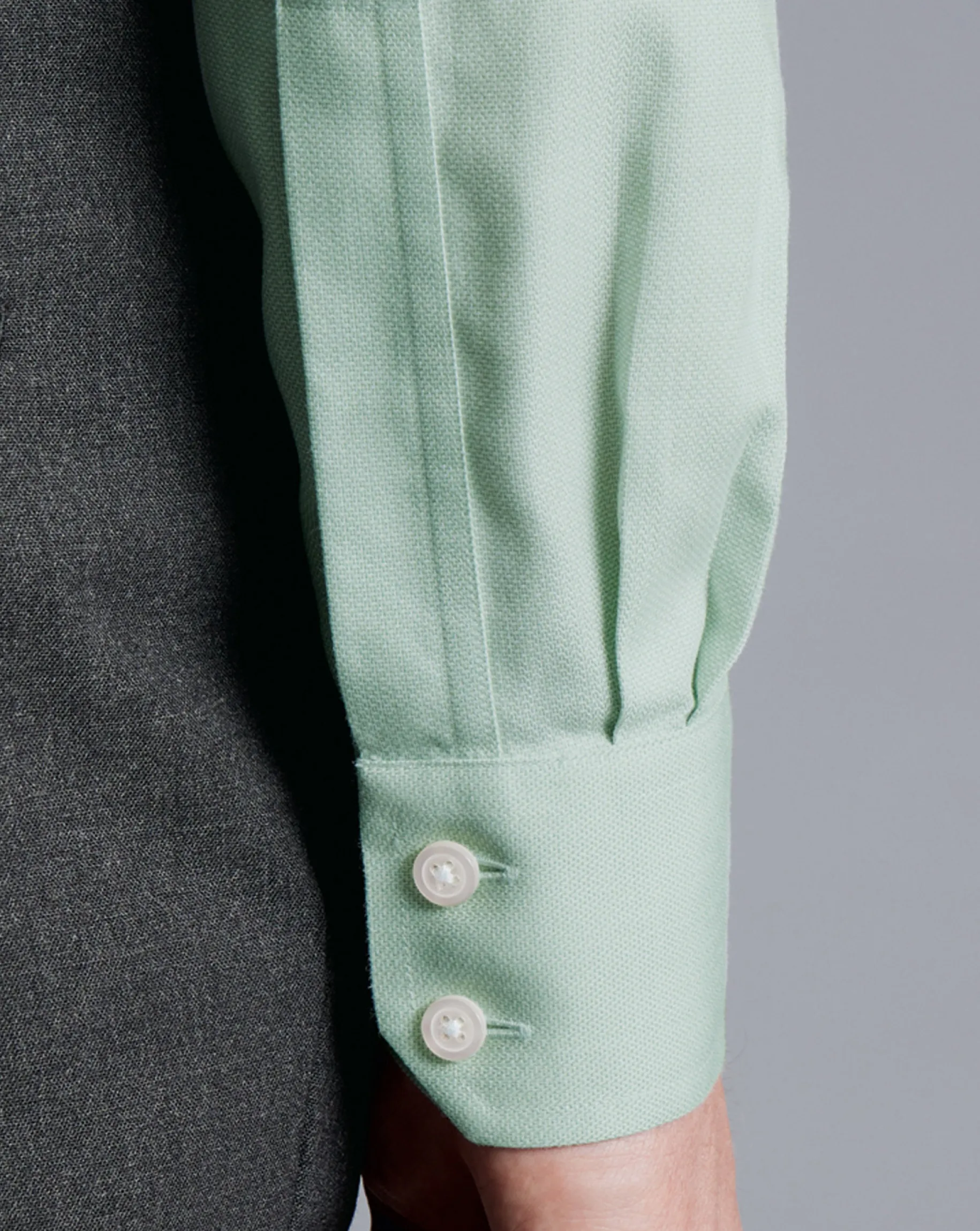 Shirt Sale|Dress Shirts<Charles Tyrwhitt Spread Collar Non-Iron Henley Weave Shirt - Light Green