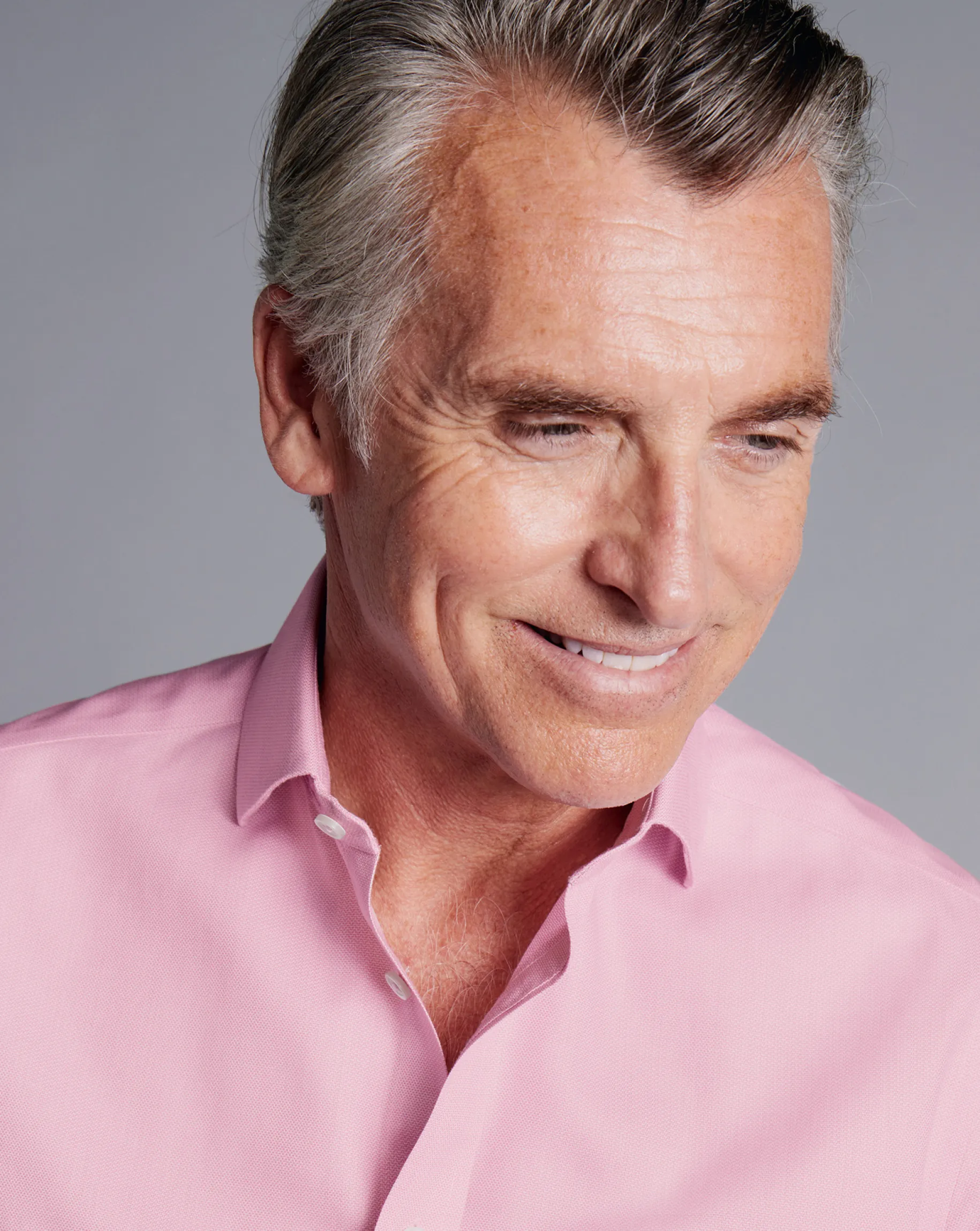 Dress Shirts|M<Charles Tyrwhitt Spread Collar Non-Iron Henley Weave Shirt - Pink