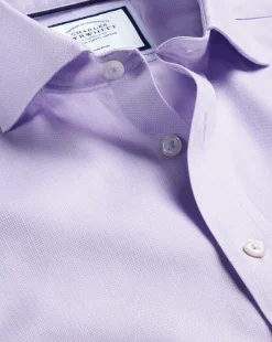 Shirt Sale|Dress Shirts<Charles Tyrwhitt Spread Collar Non-Iron Henley Weave Shirt - Purple Lilac
