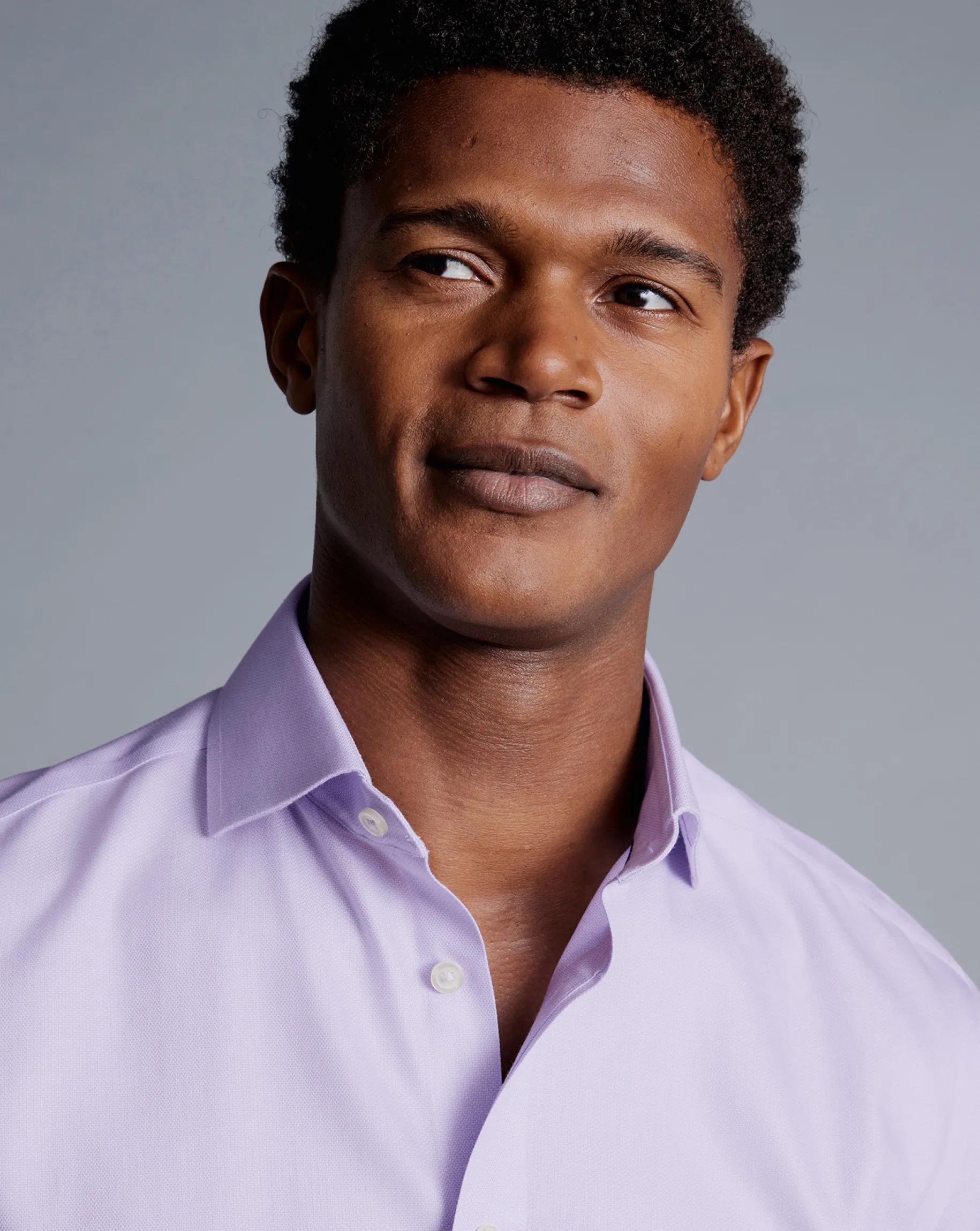 Shirt Sale|Dress Shirts<Charles Tyrwhitt Spread Collar Non-Iron Henley Weave Shirt - Purple Lilac