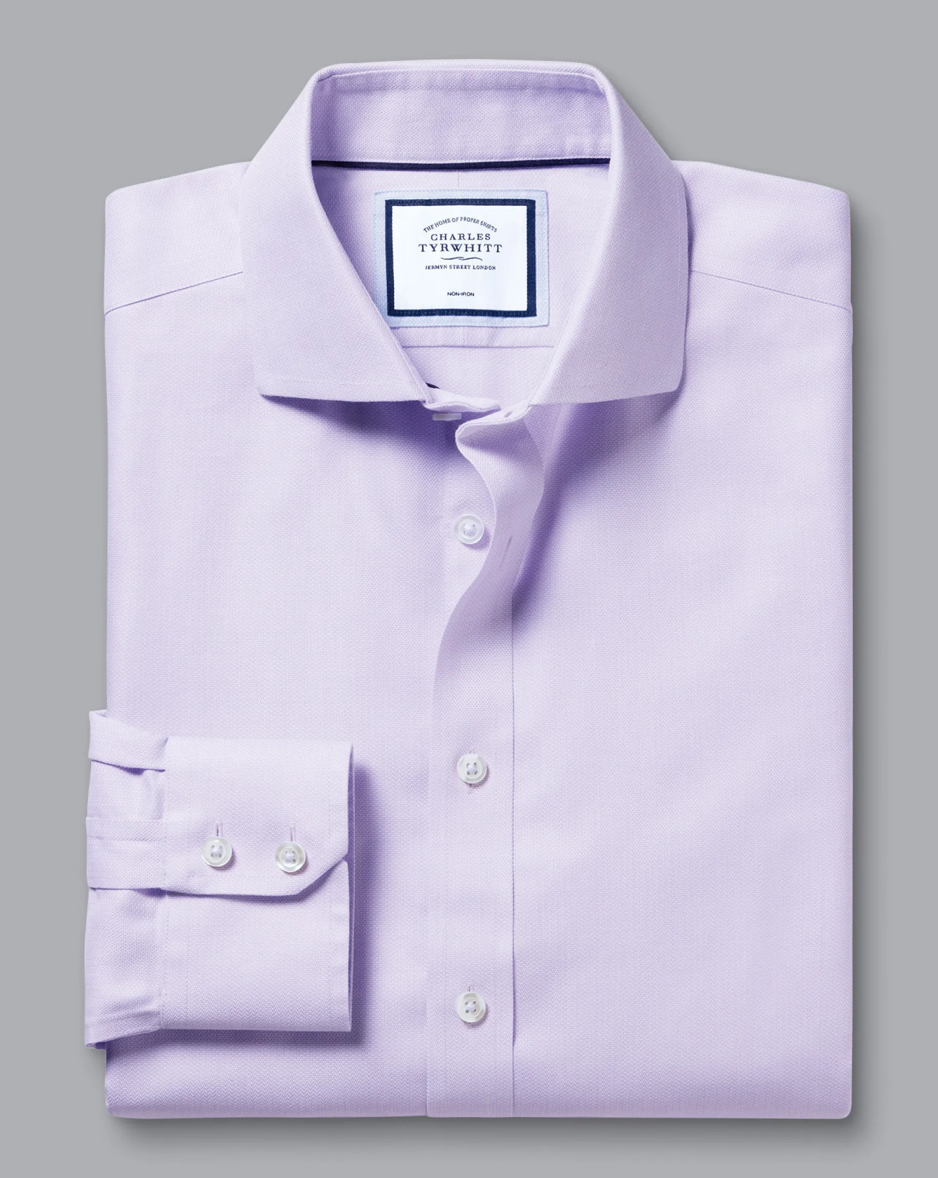 Shirt Sale|Dress Shirts<Charles Tyrwhitt Spread Collar Non-Iron Henley Weave Shirt - Purple Lilac