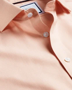 Shirt Sale|Dress Shirts<Charles Tyrwhitt Spread Collar Non-Iron Henley Weave Shirt - Peach