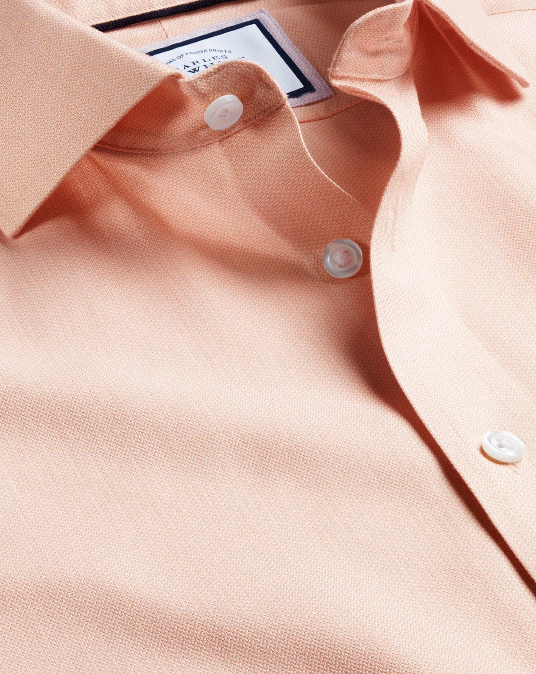 Shirt Sale|Dress Shirts<Charles Tyrwhitt Spread Collar Non-Iron Henley Weave Shirt - Peach