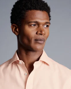 Shirt Sale|Dress Shirts<Charles Tyrwhitt Spread Collar Non-Iron Henley Weave Shirt - Peach