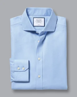 Dress Shirts|Blue Shirts<Charles Tyrwhitt Spread Collar Non-Iron Herringbone Shirt - Blue Sky