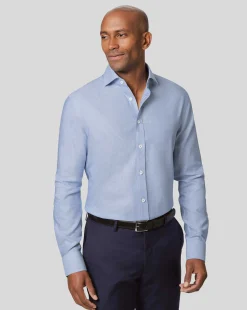 Shirt Sale|Dress Shirts<Charles Tyrwhitt Spread Collar Non-Iron Ludgate Weave Shirt - Blue